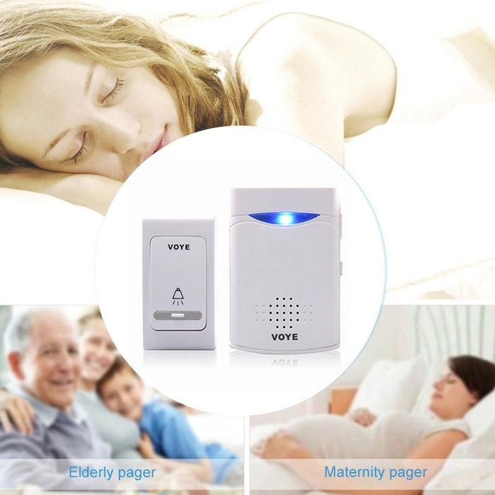 Wireless Remote Control Chime Door Bell With Double-Receiver White