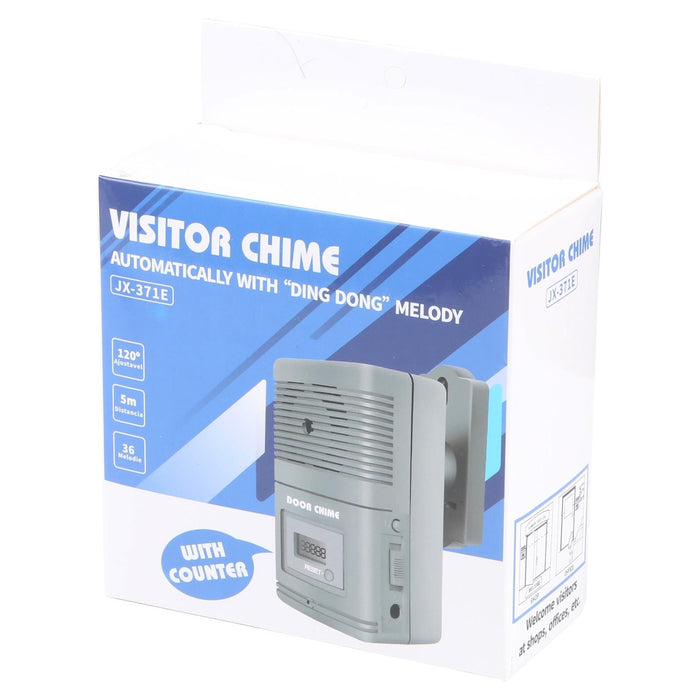 Light Sensitive And Motion Activated Visitor Door Chime With 0.7 Inch Lcd Counter Grey