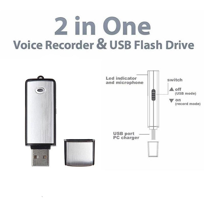 Usb Voice Recorder + 8Gb Usb Flash Disk Black