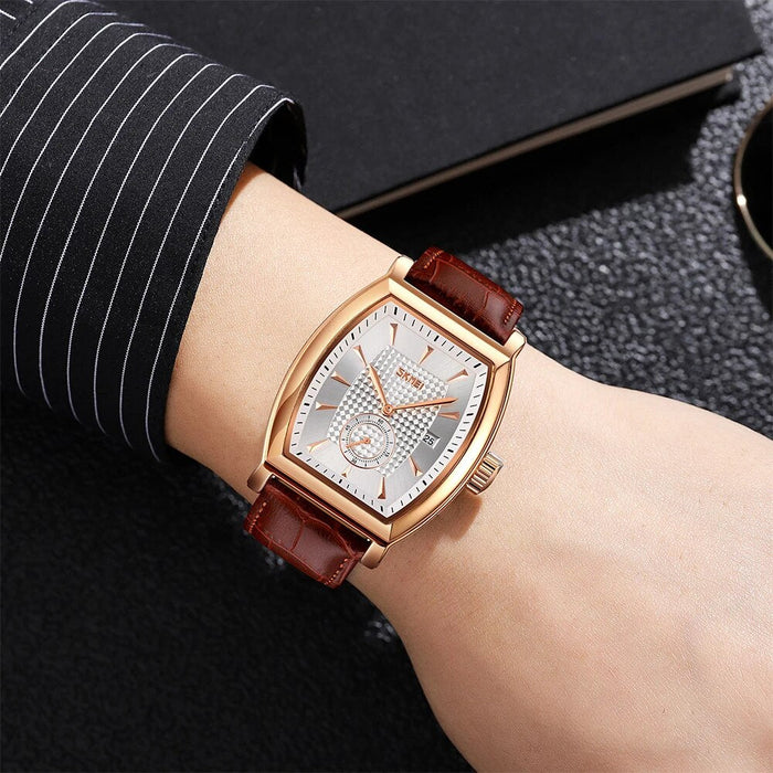 Men's PU Band Leather Analog Display Fashion Quartz 3ATM 30M Water Resistant Wristwatch