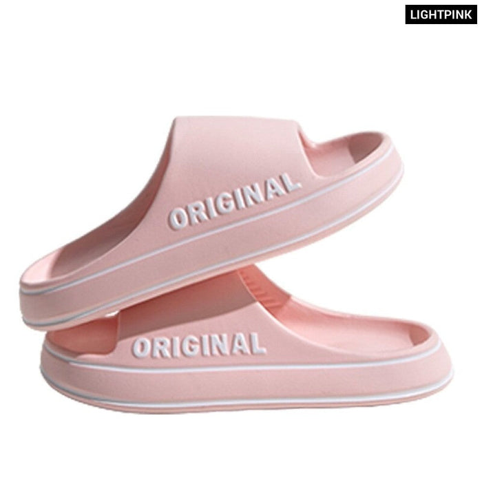 Women Letter Slippers Beach Slides Solid Colour Mens Thick Sole Indoor Bathroom Anti Slip Shoes Summer Couple Sandals