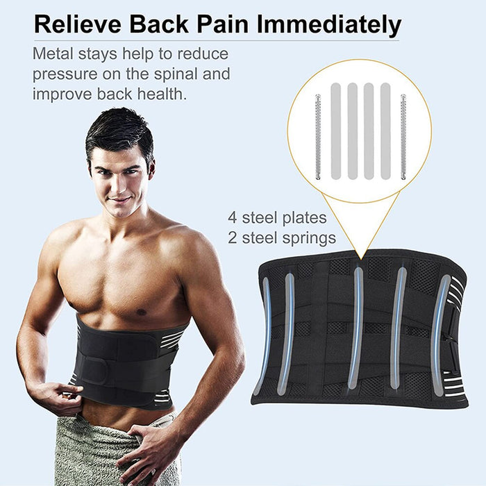 Adjustable Retractable Waist Back Support Belt with Thickening Pad for Pain Relief Sciatica