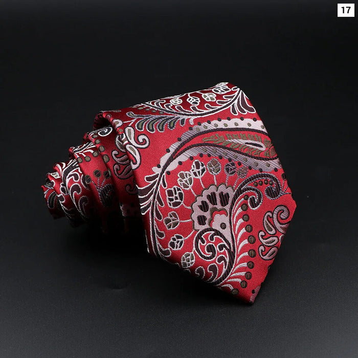 Floral Paisley Mens Tie Red Blue For Weddings And Business