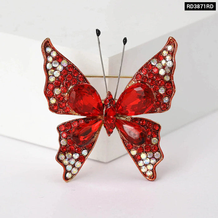 Butterfly Crystal Brooch Pin 4 Colour Rhinestone Luxury Accessory For Clothing