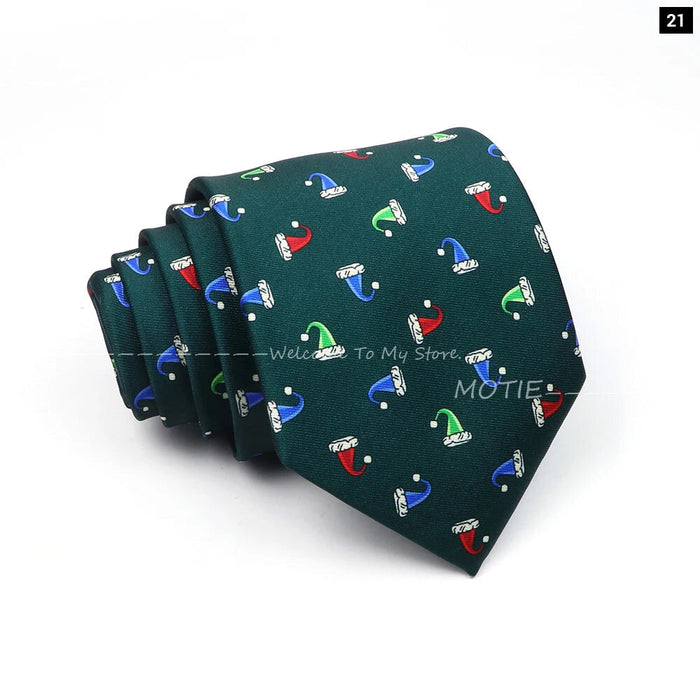 Christmas Necktie Santa Claus Green Tree Tie For Parties And Gifts