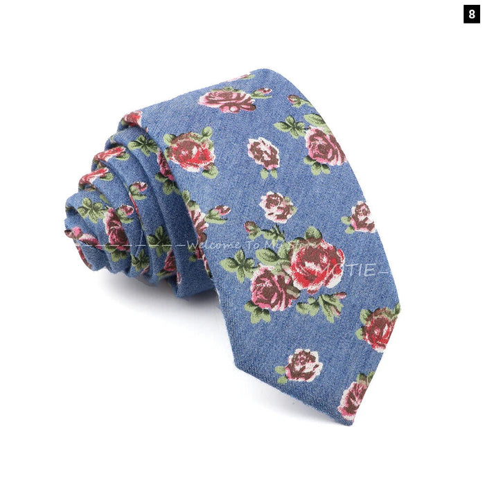 Floral Skull Anchor Denim Tie For Weddings Parties And Daily Wear