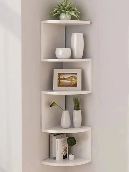 5 Tier Wooden Corner Shelf For Home Organization