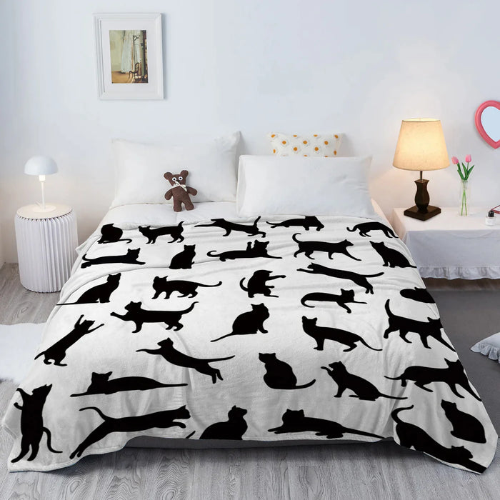 Black Cat Fleece Throw Blanket