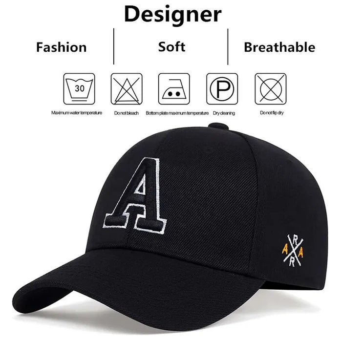 Adjustable Letter A Embroidered Baseball Cap / Hat For Spring / Autumn Outdoor Wear