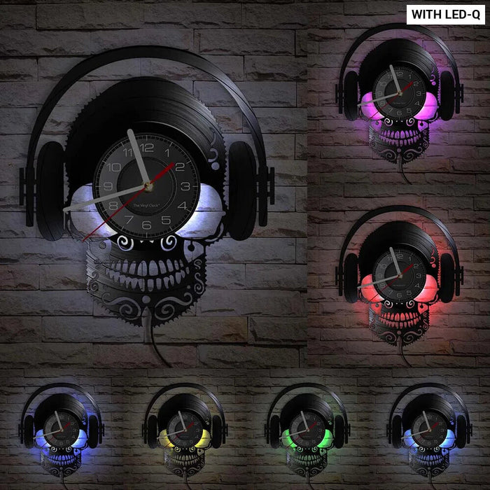 Skull Heads Vinyl Record Wall Clock