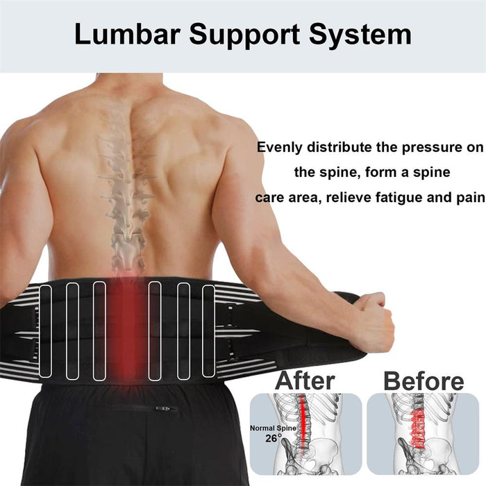 Lower Back Brace with 6 Stays and Removable Lumbar Pad For Sciatica Scoliosis