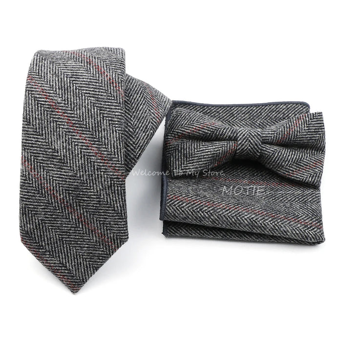 Mens Plaid Wool Tie Set For Business Weddings And Gifts