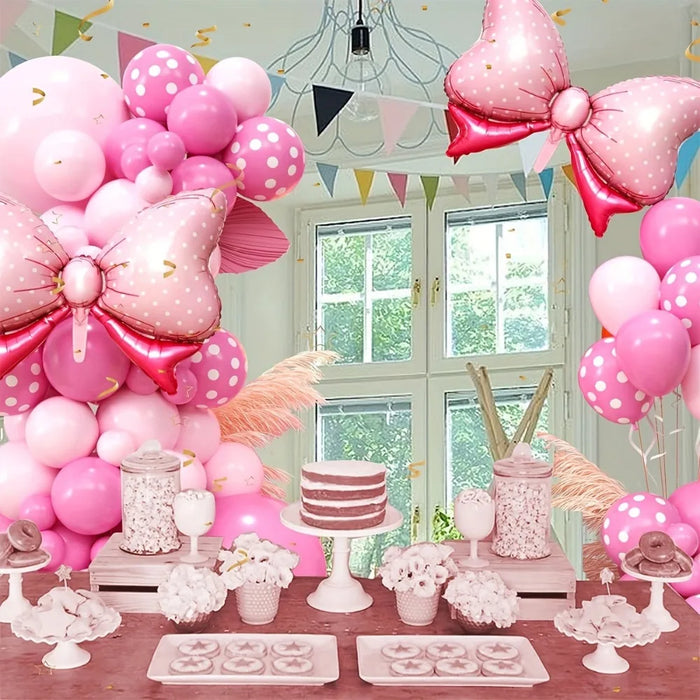 100Pcs Pink Balloon Garland Arch Set Aluminum Film Bow Princess Theme Valentine'S Day Birthday And Ball Decoration