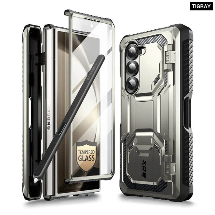 For Samsung Galaxy Z Fold 6 Armorbox Military-Grade Protective Phone Case With Tempered Glass Screen Protector