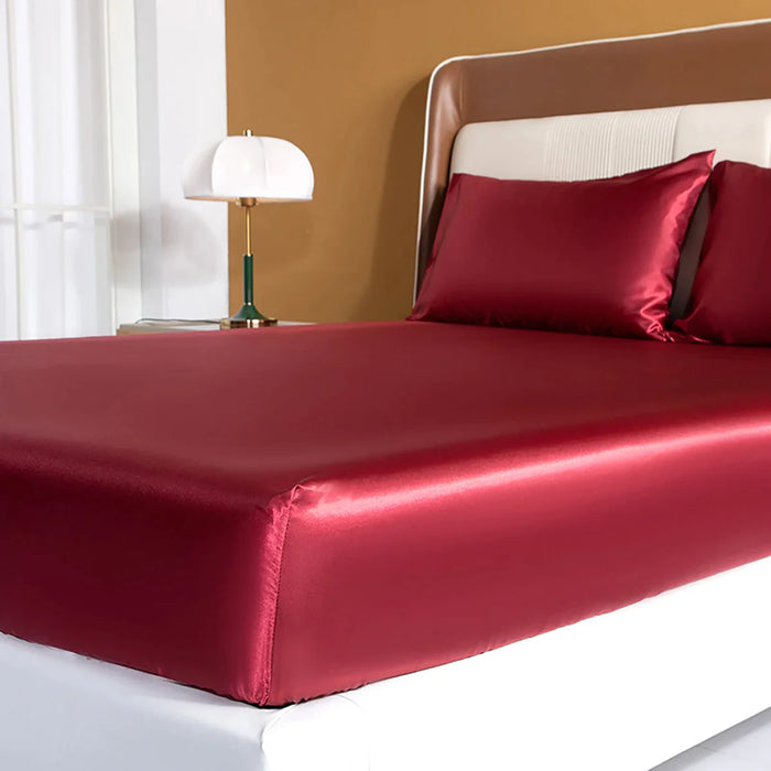 Luxury Rayon Satin Fitted Sheet Set With Elastic Band