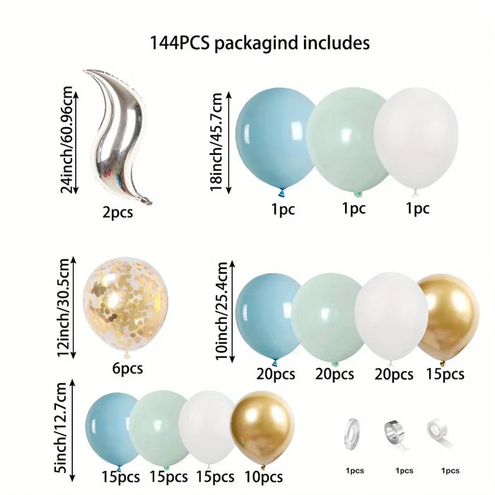 144Pcs Grey Blue Balloon Garland Arch Kit Birthday Party Bridal Shower Blue Baby Shower Decorated Boy Baby Shower Balloon Arch