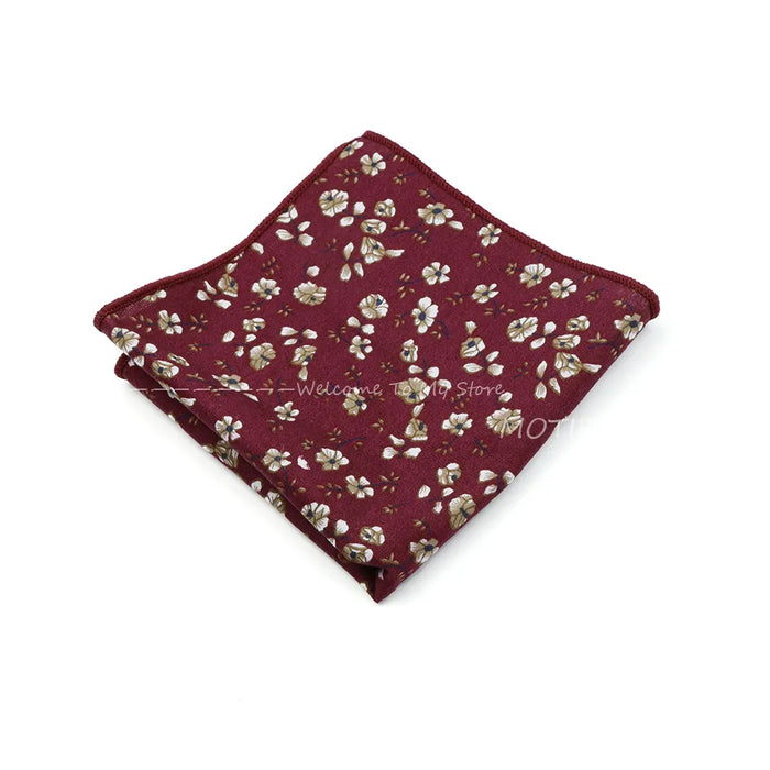 Wedding Suit Pocket Square Cotton Flower Hankerchief For Men Gift