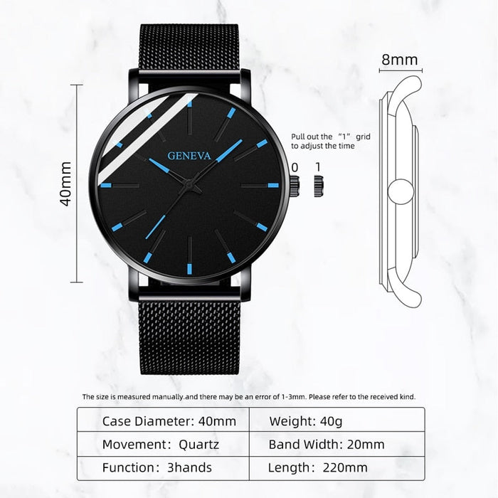 Minimalist Mens Fashion Ultra Thin Watches Simple Men Business Stainless Steel Mesh Belt Quartz Wrist Watch