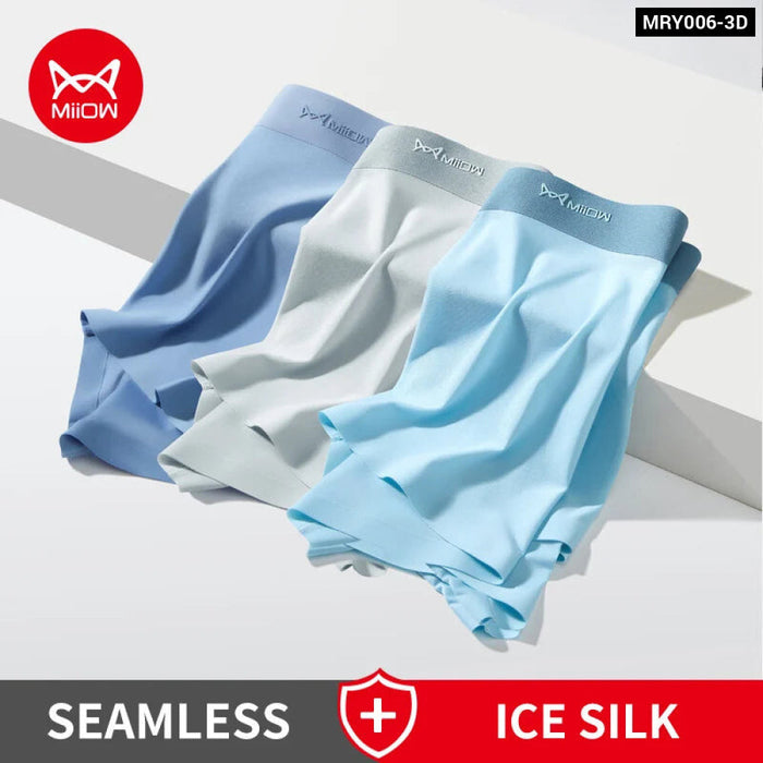 3 Piece Soft Ice Silk Mens Boxers