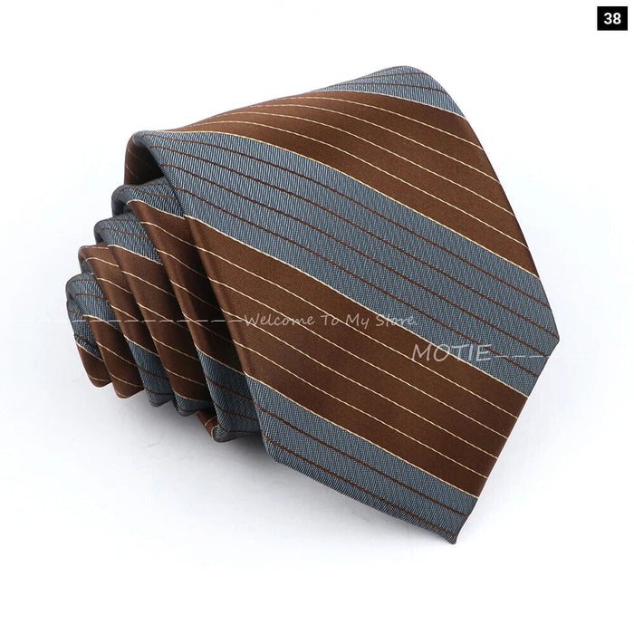 Premium Brown Striped Necktie For Business And Daily Wear