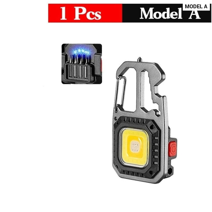 Mini LED Flashlight Work Light Rechargeable Keychain Light Outdoor Camping Light Portable Pocket Wrench Screwdriver Safety Hamme