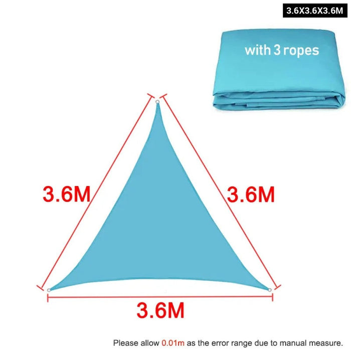 Waterproof Skyblue Square Rectangle Shade Sail Garden Terrace Canopy Swimming Sun Shade Sail Awning 420D