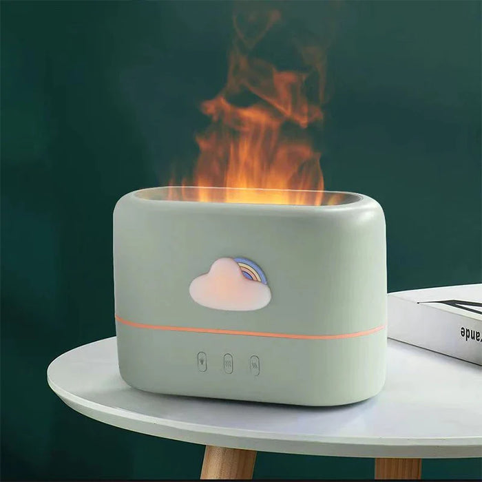 200Ml Usb Air Humidifier Aroma Diffuser With Flame Light And Essential Oil Mist