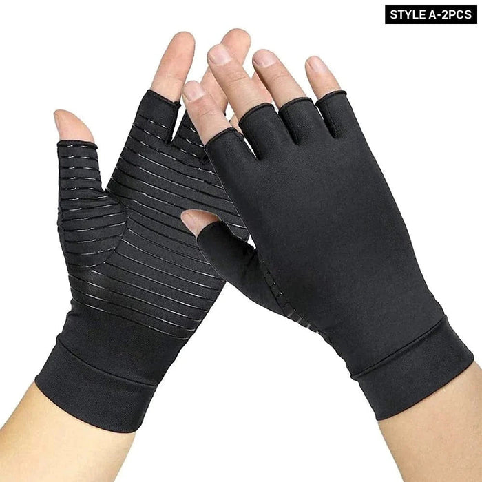 1 Pair Silicone Gel Non-Slip Open Finger Gloves For Wrist Support Arthritic Joint Pain Relief