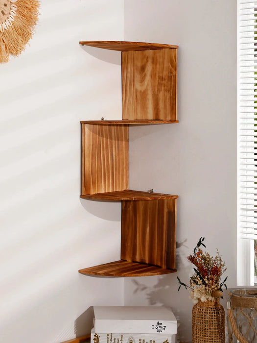 4 Tier Wood Wall Mounted Display Stand