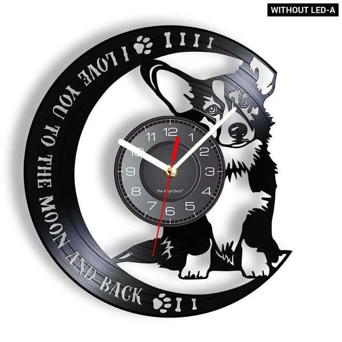 Cardigan Corgi Vinyl Record Wall Clock