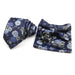 Graceful Floral Tie Set Purple Blue Pocket Square