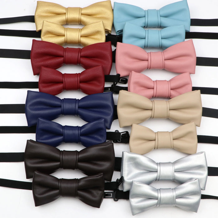 Leather Butterfly Bow Tie Set For Parties Weddings And Business Male And Female 40+ Colours