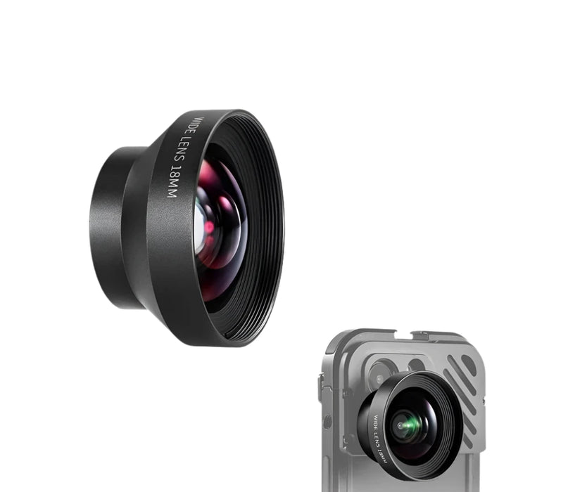 18Mm 100° Wide Angle Lens For Iphone Samsung Phone Cage Rig 0.5X Magnification 17Mm Adapter