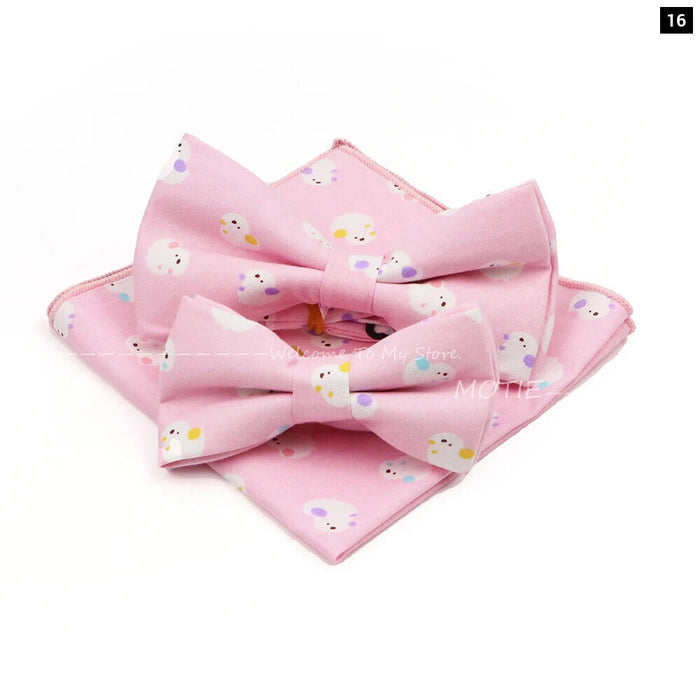 Colourful Cotton Bowtie Set For Parties And Gifts