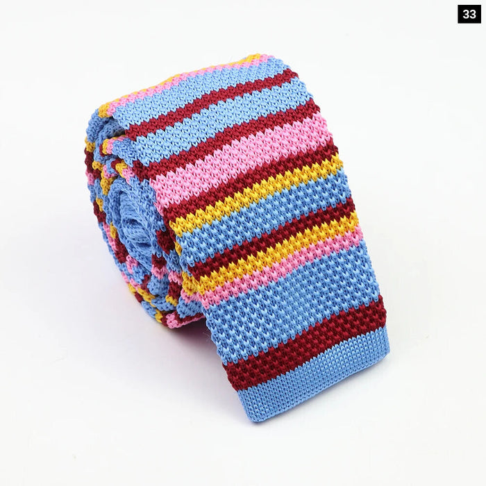 Classic Warm Knit Neck Ties Striped Colourful 6Cm Width