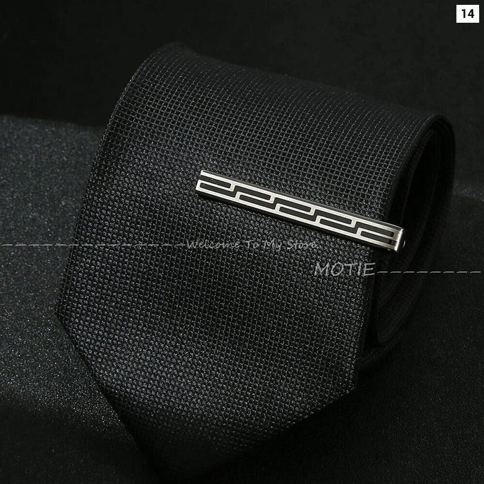 Golden Stripe Metal Necktie Clip Business And Party Accessory