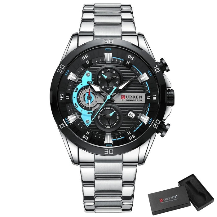 Men's Stainless Steel Watch With Sports Chronograph Function 8402