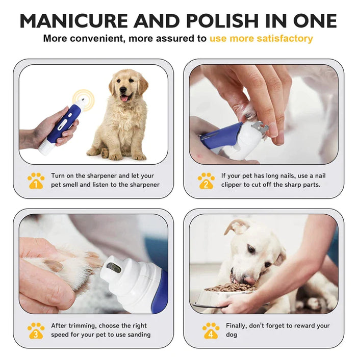 Dog Nail Grinder Powerful Electric Pet Nail Trimmer With Led Light