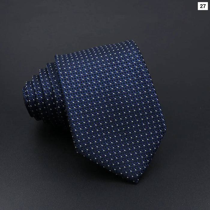 Mens Striped Tie 7Cm Luxury Jacquard Necktie For Business Wedding And Daily Wear