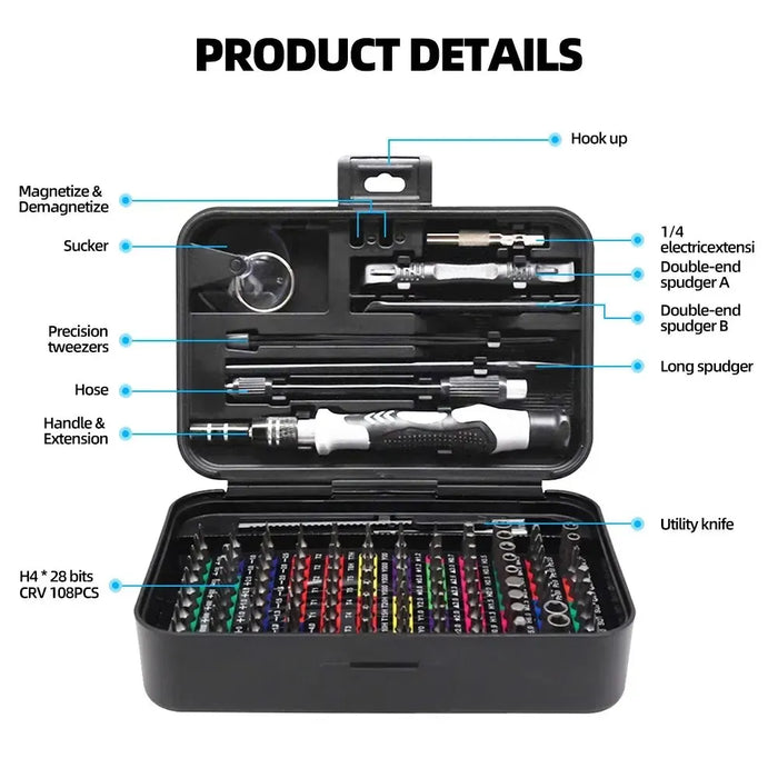 132 Piece Magnetic Screwdriver Set For Professional Repair