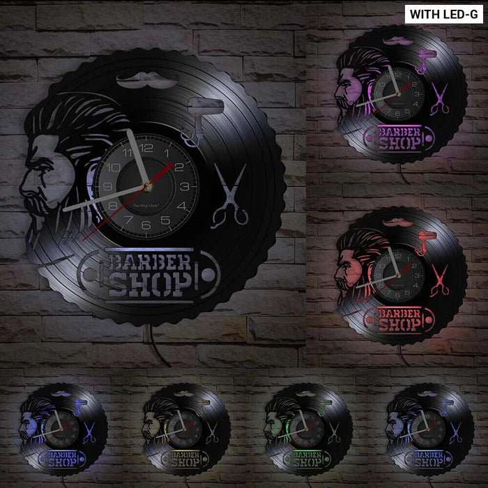 Barber Shop Vinyl Record Wall Clock