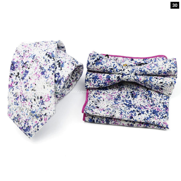 Floral Tie And Handkerchief Set For Business And Weddings