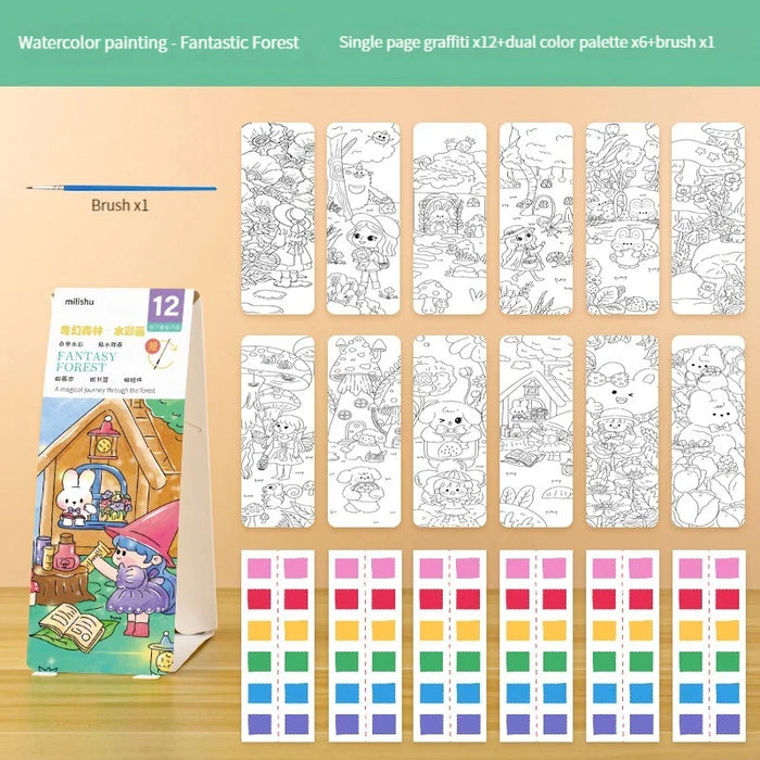 12 Sheets Watercolour Colouring Book