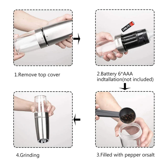 Electric Automatic Salt And Pepper Mill Grinders With Led Light