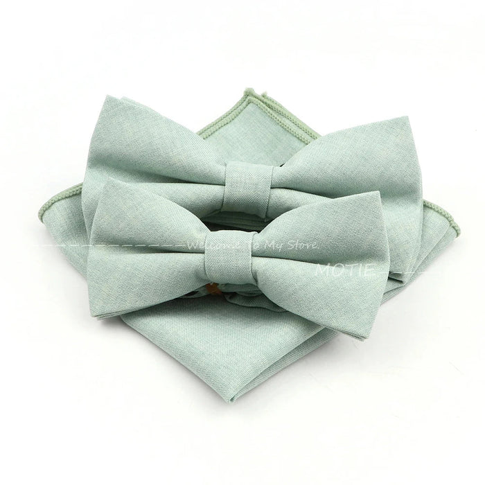 Design Cotton Handkerchief Set Adult And Kids Butterfly Bowtie Cufflink Brooch Party Suit Accessories