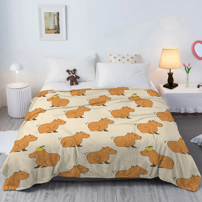 Capybara Throw Blanket Soft Plush Fleece For Sofa Couch And Bed