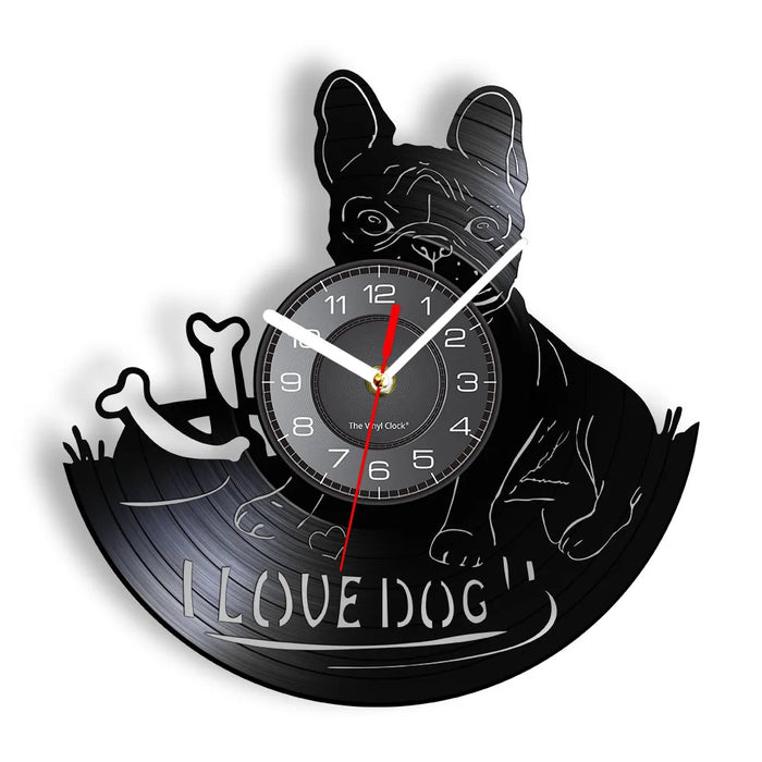 French Bulldog Vinyl Record Clock