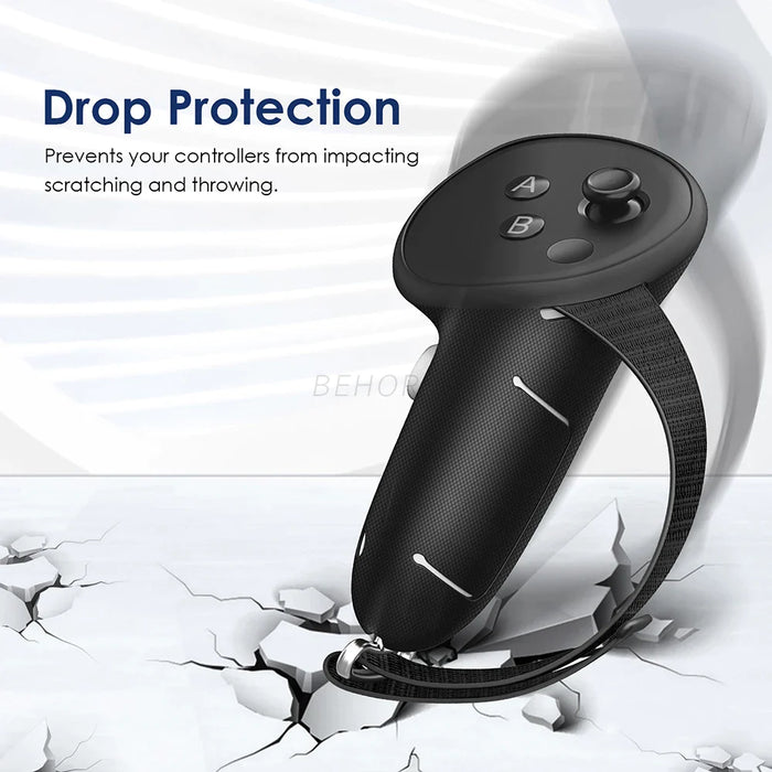 For Quest 3 Anti-Collision Silicone Handle Protective Cover With Battery Opening Steering Knuckle