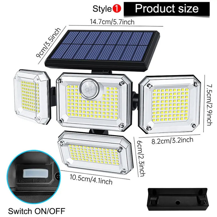 20W Solar Light 122 333Led Ip65 Waterproof Outdoor Solar Lamp With Adjustable Head And 3 Modes