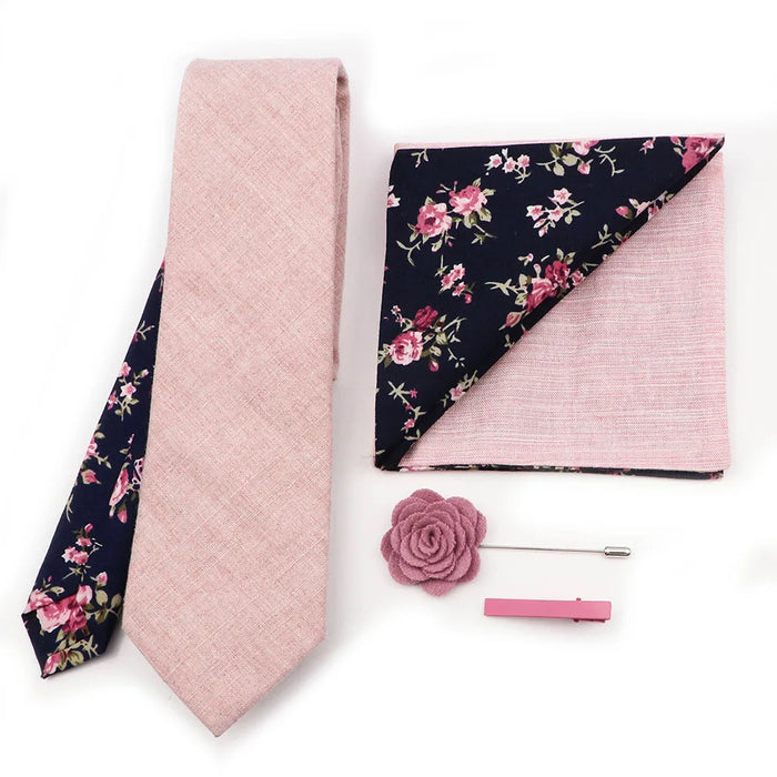 Floral Plaid Cotton Tie Set For Parties And Daily Wear